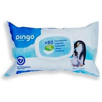 Pingo Toallitas Ecológicas Sin Perfume, Blanco, Pack de 12x 80 Unidad