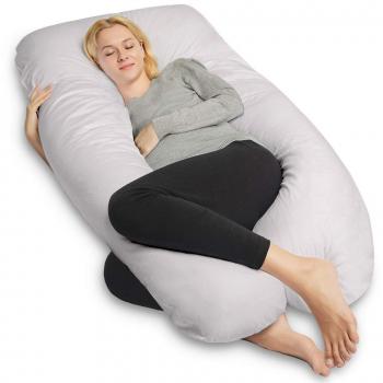 QUEEN ROSE Almohada para el Embarazo, Almohada de Maternidad en Forma de U con Cremallera Funda Extraíble, Almohada para Todo el Cuerpo para Mujeres Embarazadas