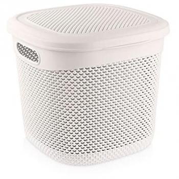 Cesta Mediana Cuadrada con Tapa Azul 15 Litros 7house