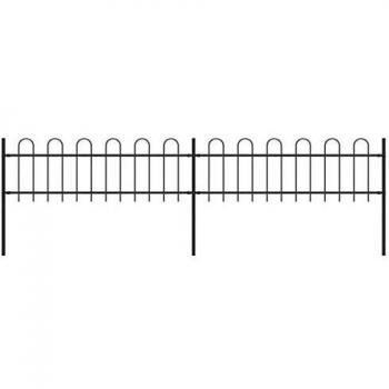 vidaXL Garden Fence with Hoop Top Steel 3.4x0.6 m Black