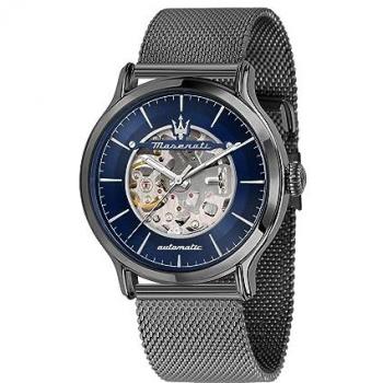 Maserati Epoca Automatic Men's Watch, 42mm Stainless Steel Mesh Bracelet, Blue Skeleton Dial