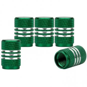SENZEAL 5x Silver Around Válvula Capuchones de Polvo Cubierta de Válvula de Aire de Neumático a prueba de Polvo de Aleación de Aluminio Verde