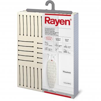 Rayen | Funda para tabla de planchar | Alcolchada y fácil de colocar con sistema EasyClip | 4 capas: Espuma, Muletón, tejido calidad Canvas | Funda con recubrimiento de titanio | Medidas: 126x40cm