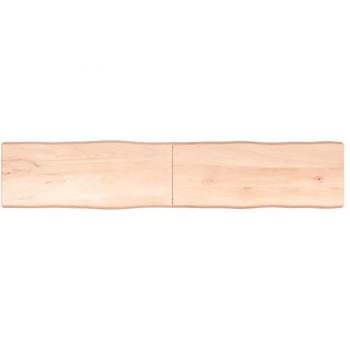 Tablero de mesa de madera maciza de roble sin tratar con bordes naturales 200x40x6 cm Marrón