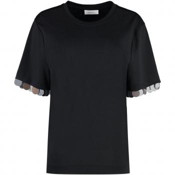Paco Rabanne Women's Viscose Crew-Neck T-Shirt in Black | Size Small