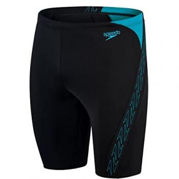 Bañador Speedo Hyper Boom Splice II Jammer de natación para hombre, color negro/azul claro, talla 32