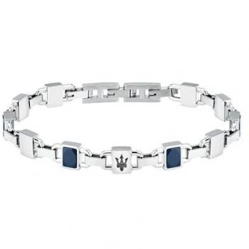 Pulsera de Hombre Maserati Ceramic en Acero Negro y Azul, 19+3cm, Regalo Elegante