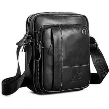 BAIGIO Bolso Bandolera Hombre de Cuero Bolso de Hombro Piel Pequeño Vintage Crossbody Bag Casual