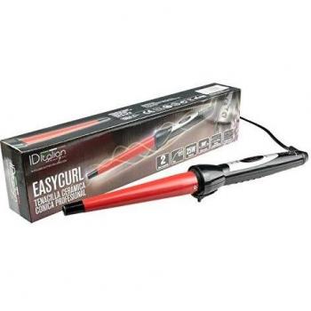 ID Italian Design | Rizador de Pelo Cónico Profesional Easy Curl, Moldeador del Cabello Rojo