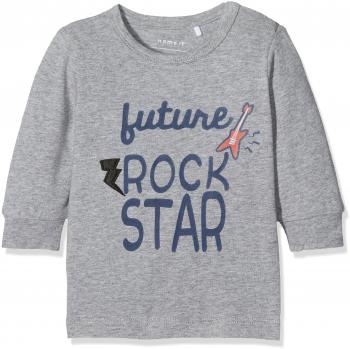 NAME IT Nitgelle Ls Top M Nb, Camisa Manga Larga para Bebés, Gris