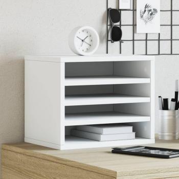 Organizador de escritorio de madera de ingeniería blanco 36x26x29,5 cm