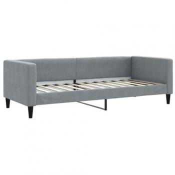 Sofá cama tela gris claro 80x200 cm