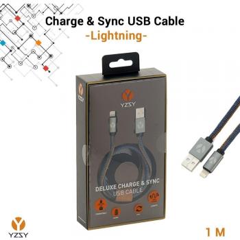 YZSY Deluxe - Cable de Conexión [ Sincro y Carga ] para Dispositivos Apple, USB a Lightning - Blue Jeans 1m
