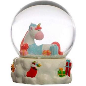 Puckator Bola de Vidrio con Nieve Libertad Interior - Unicornio Iris de Navidad