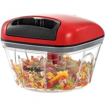 Geedel Picadora de Alimentos, Picadora Manual Fácil de Limpiar y Segura, Picadora de Verduras Rápida para Verduras, Frutas y Nueces