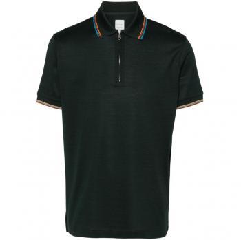 Paul Smith Men's Signature Stripe Cotton Polo Shirt in Green | Size 2XL | M1R487YL0008938A