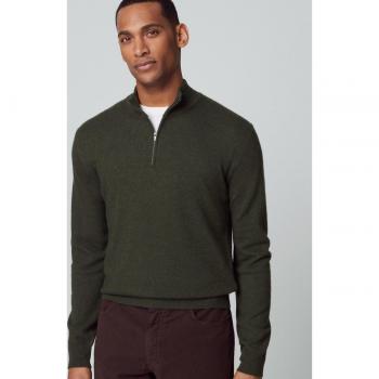 Jersey Merino Cash Mix Hzip verde oscuro