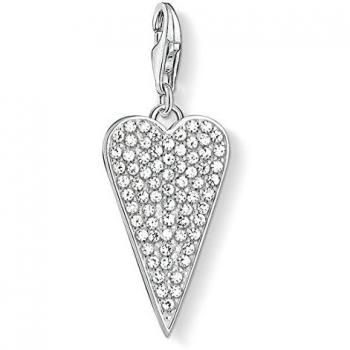 Thomas Sabo Women's 925 Sterling Silver Charm Heart Pave Club Pendant 1568-051-14