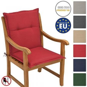 Cojín Exterior para Sillas de Balcón con Respaldo Bajo - Placas Compactas de Gomaespuma Rojo - Beautissu 100x50x6cm