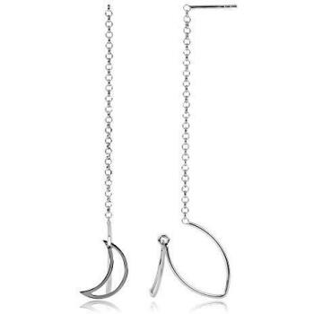 Córdoba Jewels | Pendientes en plata de ley 925 con diseño Luna Gancho Silver