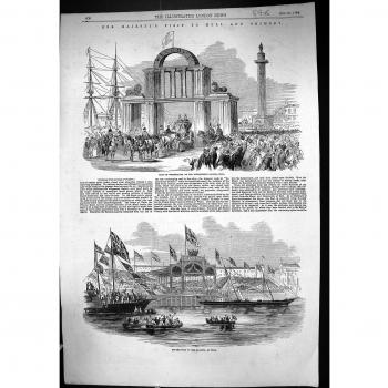 Impresión Antigua de las Naves 1854 de la Columna de Whitefriars Wilberforce del Arco de Grimsby del Casco de la Reina