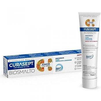 Curasept Biosmalto Dentifricio Junior 7-12 años, protección contra caries, abrasión y erosión, sabor frutti rossi, 75 ml