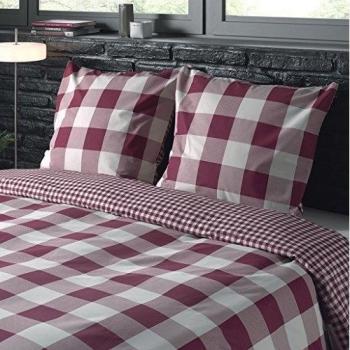 Comptoir du Linge Vichy Funda de edredón Funda de Almohada, algodón, Rojo y Blanco, 240 x 260 cm