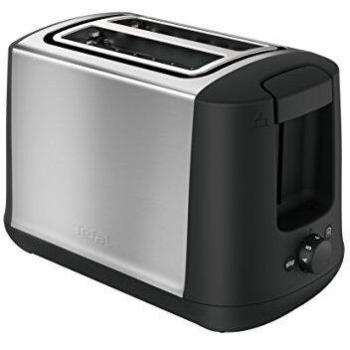 Tostadora Tefal TT340830, 850 W, Negra y Acero Inoxidable, 2 Rebanadas, Función Descongelar