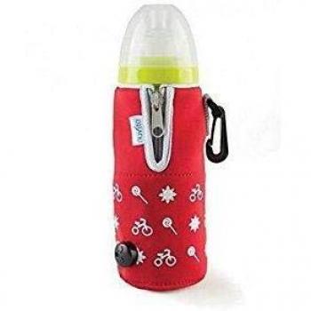 Nuvita 1074 Calienta Biberón Portatil con Cargador de Coche Desmontable, Unisex, Rojo