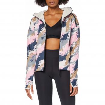 adidas Z.N.E. Hoodie All Over Print Iterati Hooded Track Top, Mujer, Raw White/True Pink/Grey Three f17, M