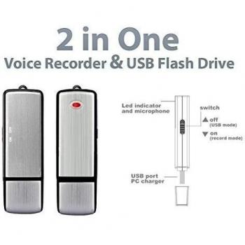 Spy gadget® Mejor USB Flash Drive- recorder- módulo de voz USB, pulgar Drive- dictáfono - Pendrive - Compatible con Windows, Mac, PC. 30 días garantía de devolución del dinero., 8GB Voice Recorder
