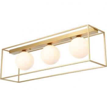Lámpara de techo moderna Mediamo Golden 3 luces con pantalla blanca, G9