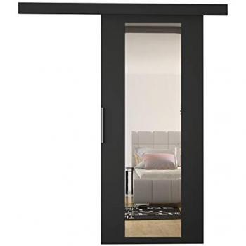 Puerta Corredera Melanie 80 IV con Espejo Frontal y Manijas de Aluminio Sólido, Sistema de Cierre Automático