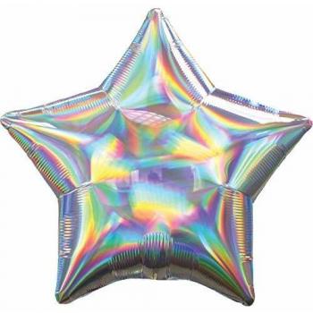 Amscan International Anagram 3927001 - Globo de papel de aluminio con forma de estrella de plata iridiscente, 1 unidad