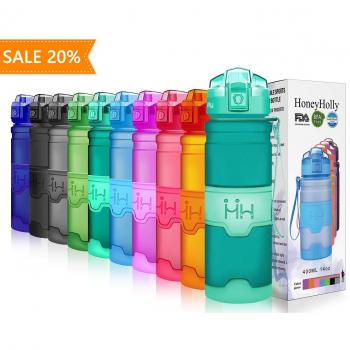HoneyHolly Botella de Agua Deporte 400ml/500ml/700ml/1l, sin bpa tritan plastico, Reutilizables a Prueba de Fugas Botellas Potable con Filtro para niños, Colegio, Sport, Gimnasio, Trekking, Bicicleta