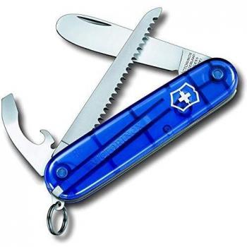 Victorinox My First Victorinox Swiss Army Pocket Knife for Children, Small, Multi Tool, 9 Functions, Blue Transparent