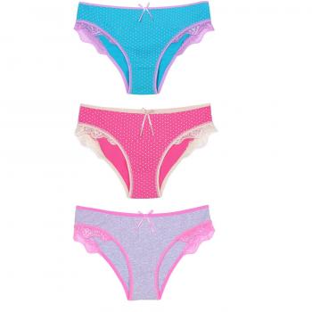 VENCA Lote 3 Bragas Estampadas Mujer by Vencastyle - 006965,Fucsia/Turquesa/Gris,S