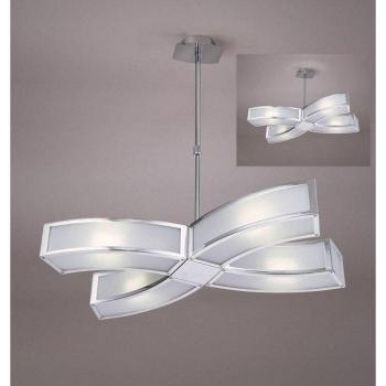 Lámpara colgante Duna GU10 4 luces L1/SGU10, cromo pulido/acrílico blanco, lámparas CFL incluidas