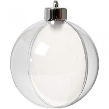 Bola decorativa transparente de 8 cm, 5 piezas