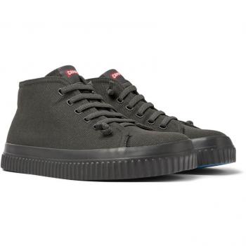 Camper Peu Roda - Men's Dark Grey High-Top Sneakers with Laces, Cotton Fabric