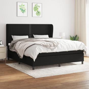 Cama box spring con colchón negro 180x200 cm en tela