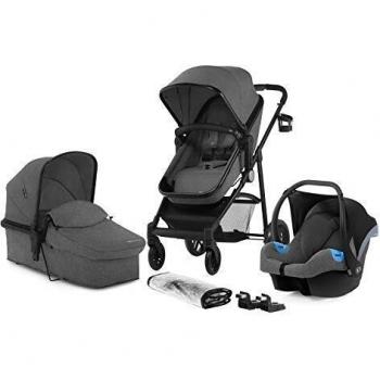Kinderkraft Carrito Bebé 3 en 1 JULI, Silla de Paseo, Silla Coche, Accesorios, Gris