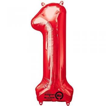 amscan - Globo, diseño de número 1, Color Rojo