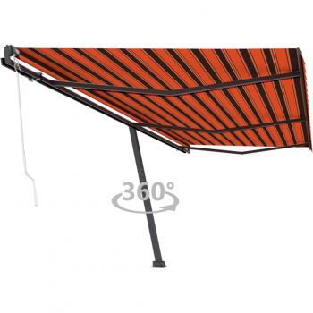 Toldo de pie automático naranja y marrón 600x300 cm
