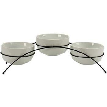 TU TENDENCIA ÚNICA Juego de 3 Cuencos para Aperitivos, Salsas de Porcelana Blanca. 68 Cl Cada Cuenco