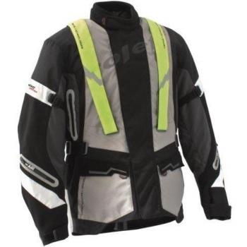 Roleff Racewear Lyon Chaqueta de Motorista con Pieza de la Espalda de Color Amarillo Desmontable, Negro/Gris/Amarillo Neón, XS