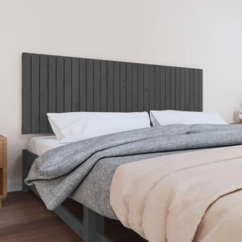 Cabecero de cama de pared gris 185x3x60 cm madera maciza de pino