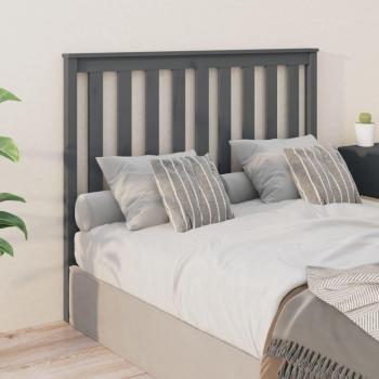 Cabecero de cama gris 146x6x101 cm madera maciza de pino