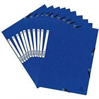 Exacompta 55302E - Carpeta con gomas 3 solapas cartulina lustrada, A4, color azul, Juego de 10