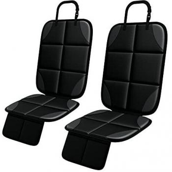 MHO+ALL Protector Coches Asientos, 2 Piezas Protector Asiento Coche Silla Bebe,Tamaño Universal con Organizador Bolsillos - Compatible Isofix, Negro